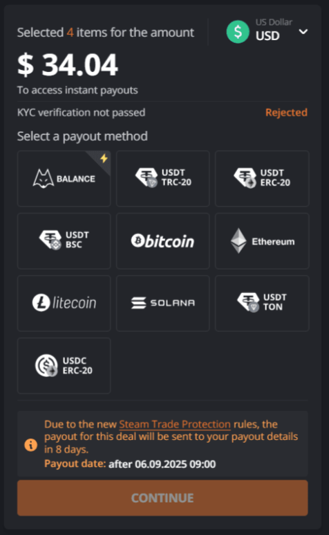 Jak sprzedawać CS2 skiny bez Trade Opóźnienia w ochronie i natychmiast wypłacać pieniądze? 3