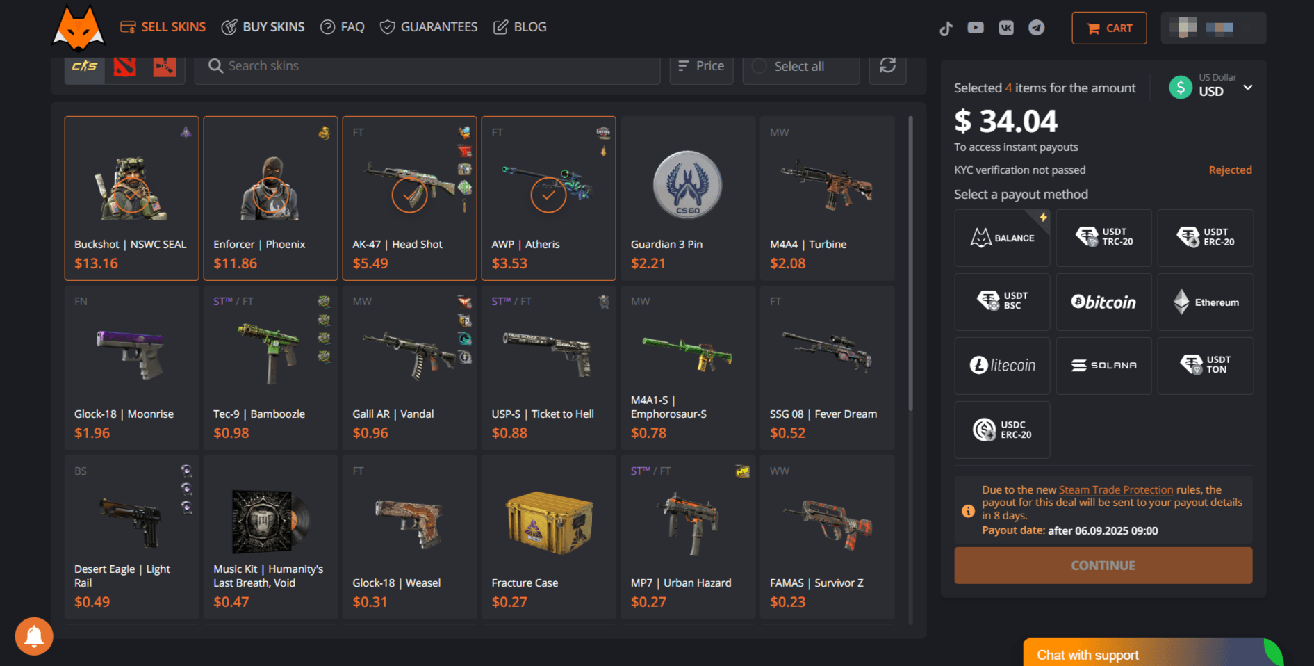 How to Sell CS2 Skins Without Trade Protection Delay and Withdraw Money  Instantly?